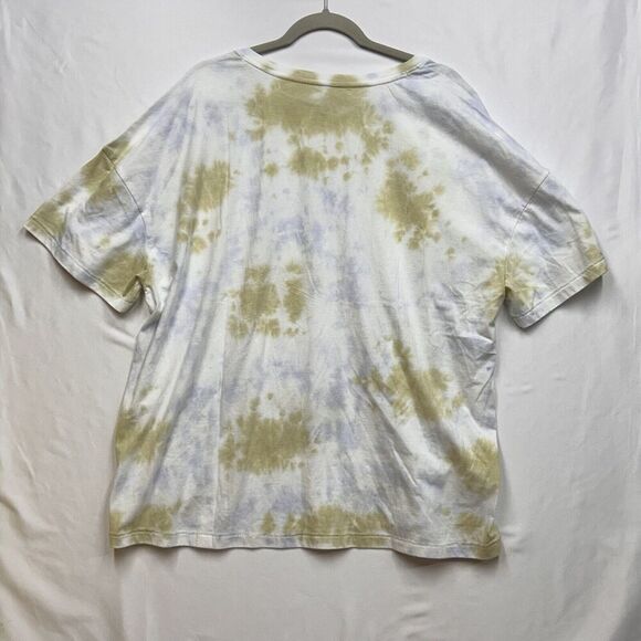 NWT Natural Reflections Hydrangea Green White Gray Tie Dye Tee 1X NEW 90's Y2K - Picture 3 of 10